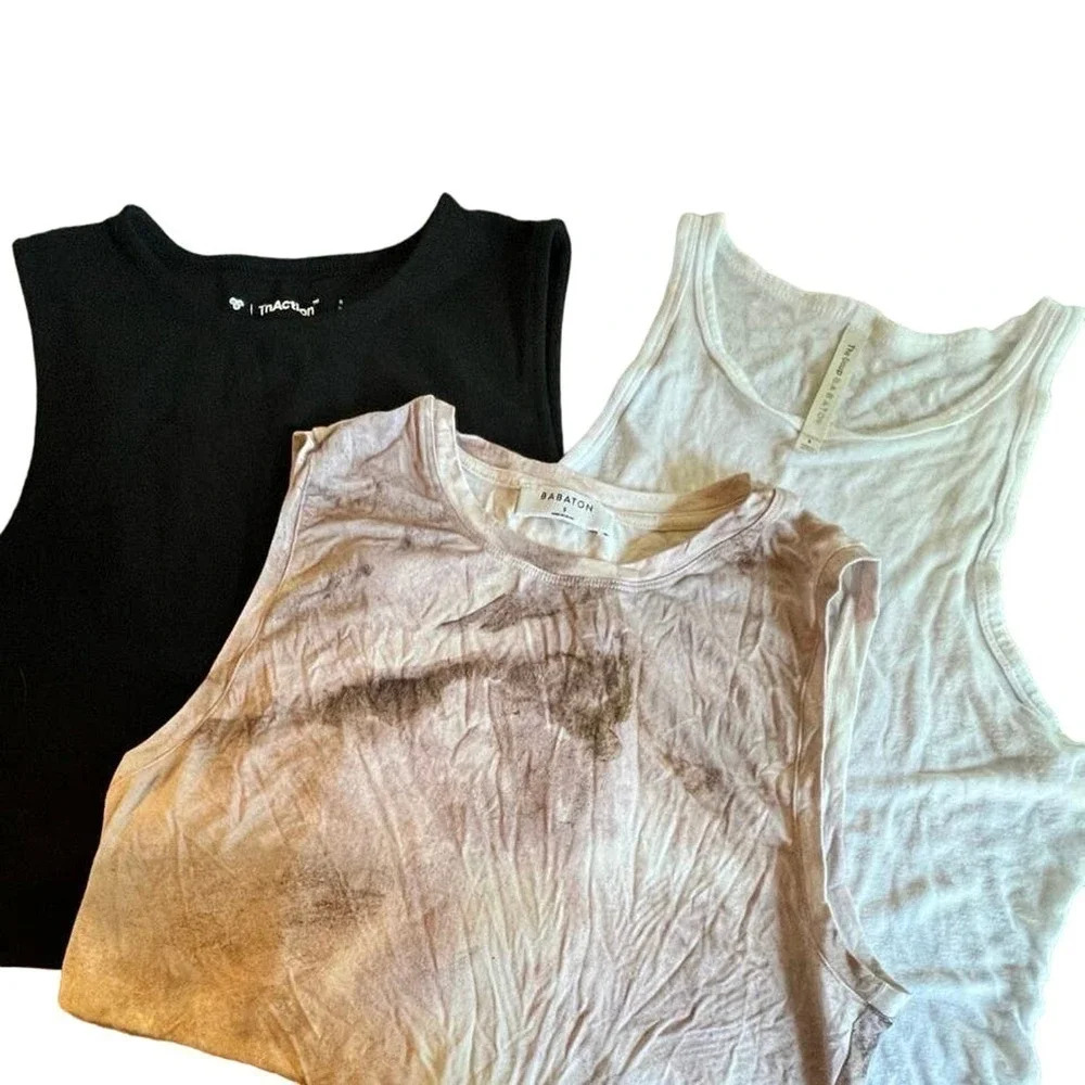 Aritzia S three tank top‎ bundle 1 black 1 white 1 tie dye